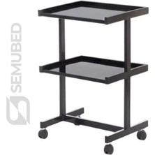 Semubed Hareketli Cihaz Taşıma Sehpası Setup Masası 2 Raflı Siyah Tekerlekli Keson