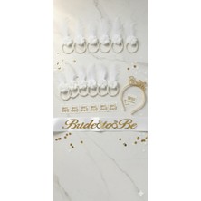 Gold Center Beyaz Gold Bride Kuşak Taç ve 10 Adet Bileklik