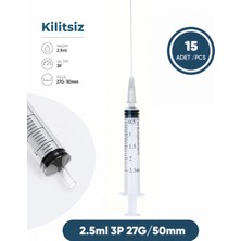 Genject 02,5 Ml. , 3 Parçalı , 27G (0.41MM.), 50MM, Gri Iğneli Dental Şırınga, Luer-Slıp Kilitsiz Dental Enjektör 15 Ad./pkt.