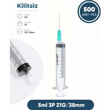 Genject 05 Ml. , 3 Parçalı , 21G (0.82MM.), 38MM, Açık Yeşil Iğneli Şırınga, Enjektör 500 Ad./pkt.