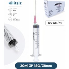 Genject 20 Ml. , 3 Parçalı , 18G (1.27MM.), 38MM, Pembe Iğneli Şırınga, Enjektör 100 Ad./pkt.