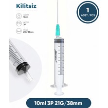 Genject 10 Ml. , 3 Parçalı , 21G (0.82MM.), 38MM, Açık Yeşil Iğneli Şırınga, Enjektör 1 Ad./pkt.