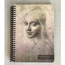 Colornote Papirüs Tuval, Çizgisiz (Düz) Defter, Spiralli, Sert Kapaklı (Ön Kapak Görseli; Genç Bir Kadının Başı- Leonardo Da Vinci)