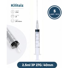 Genject 02,5 Ml. , 3 Parçalı , 27G (0.41MM.), 40MM, Gri Iğneli Dental Şırınga, Luer-Slıp Kilitsiz Dental Enjektör 5 Ad./pkt.