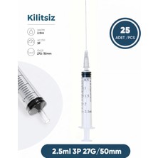 Genject 02,5 Ml. , 3 Parçalı , 27G (0.41MM.), 50MM, Gri Iğneli Dental Şırınga, Luer-Slıp Kilitsiz Dental Enjektör 25 Ad./pkt.