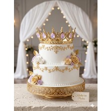 Gold Center Lila Taşlı Gold Taç | Pasta Tacı