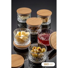 Empressco 6'lı Ahşap Kapaklı Cam Kase Seti, Şık ve Kullanışlı, 180 ml