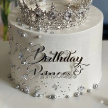 Gold Center Birthday Princess Pasta Önü Yazı Pleksi | Gümüş
