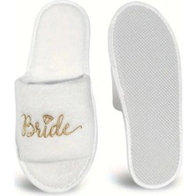 Store Gelin Adaylarına Özel Yumuşak Bride Terlik Altın Nakış Işlemeli
