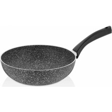Empressco 28 cm Ultra Granit Wok Tava, Dayanıklı ve Şık Gri Renk