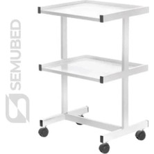 Semubed Hareketli Cihaz Taşıma Sehpası Setup Masası 2 Raflı Beyaz Tekerlekli Keson
