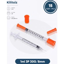 Genject 01 Ml. , 3 Parçalı , 30G (0.3mm.), 8mm, Süper Insüilin Enjektörü, Mezoterapi Ucu 15 Ad./pkt.