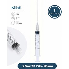 Genject 02,5 Ml. , 3 Parçalı , 27G (0.41MM.), 50MM, Gri Iğneli Dental Şırınga, Luer-Lock Kilitli Dental Enjektör 1 Ad./pkt.
