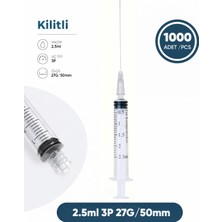 Genject 02,5 Ml. , 3 Parçalı , 27G (0.41MM.), 40MM, Gri Iğneli Dental Şırınga, Luer-Lock Kilitli Dental Enjektör 1000 Ad./pkt.