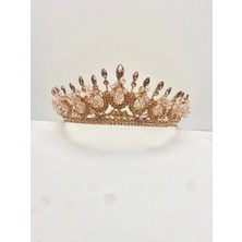 Women's Heart Rosegold Elmas Taşlı Gelin Tacı & Doğum Günü Tacı