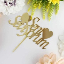 Women's Heart Seni Seviyorum Pasta Yazısı | Gold