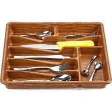 Belirtilmemiş Küçük - Ahşap Renk - 7 Bölmeli̇ Çekmece Içi̇ Kaşiklik 36X32CM (5047)