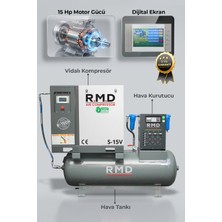 RMD Endüstriyel Ekipmanlar 15 Hp 500 Lt Depo Üstü Invertörlü Vidalı Hava Kompresör Seti S-15V