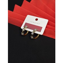 Melisa Takı & Aksesuar Jewelry Çelik Gold Renk Taşlı Küpe