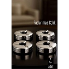 Kentex Mey Ithalat®  Kapaklı Paslanmaz Kare Küllük - Kapaklı Metal Kül Tablası - Kafe Küllüğü Restoran Küllüğü Masaüstü Küllük 4 Adet 718943