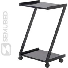 Semubed Z Model Cihaz Taşıma Sehpası Setup Masası 2 Raflı Siyah Tekerlekli Keson