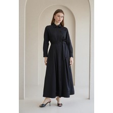 Pearly Cep Nakışlı Poplin Elbise