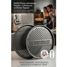 Kentex Mey Ithalat® Profesyonel Delikli Pizza Tepsisi 32 cm - Yanmaz Yapışmaz Çıtır Tabanlı Karbon Çelik Lahmacun ve Börek Tepsisi 723292
