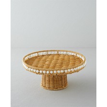 Empressco 30 cm Rattan Kek Standı, Şık ve Dayanıklı Açık Kahverengi Tasarım