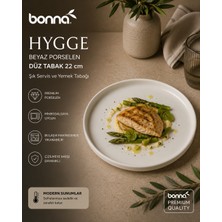 Bonnami Bonna Hygge Beyaz Porselen Düz Tabak 22 cm - Şık Servis ve Yemek Tabağı