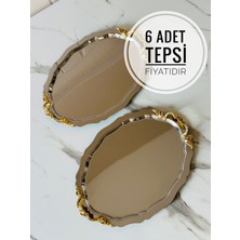 Empressco Lunea 6’lı Gold Kulplu Oval Sunum Servis Tepsisi 20X25CM