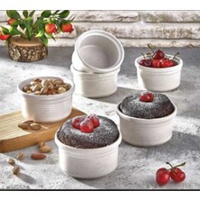 Empressco 6’lı Beyaz Porselen Sufle ve Fırın Kek Kabı Seti