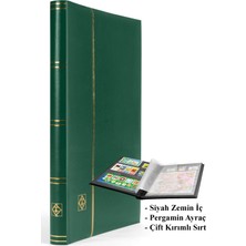 Leuchtturm Comfort Pul Defteri A4, 16 Yaprak, 32 Sayfa, Siyah Zemin, Dolgulu Kapak,
