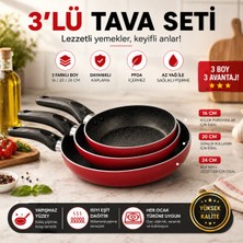 Empressco Yumuşak Teflon Tava Seti 16, 20, 24 Cm, Renkli ve Dayanıklı Mutfak Gereçleri
