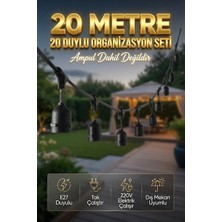 AC Aydınlatma 20 Metre 20 Duy Organizasyon Seti E27 Dış Mekan Uyumlu 220V Bahçe Teras Festoon Ampulsüz Işık Zinciri Tak Çalıştır