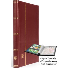 Leuchtturm Comfort Pul Defteri A4, 16 Yaprak, 32 Sayfa, Siyah Zemin, Dolgulu Kapak,