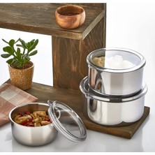 Empressco Paslanmaz Çelik Saklama Kabı Vakumlu Kapak 16-20 Cm, Dayanıklı ve Sağlıklı