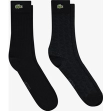 Lacoste Erkek Baskılı 2'li Siyah Çorap