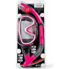 Premini Renkli Dalış Gözlük Maske ve Şnorkel Seti 14+ Pembe