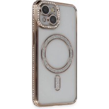 Newface Apple iPhone 13 Kılıf Joke Simli Magneticsafe Kılıf - Gold