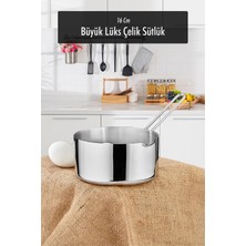 Hobibahçem 16 cm Büyük Boy Lüx Paslanmaz Çelik Sütlük & Sosluk & Kaçerola