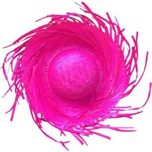 Hobibahçem Tropikal Parti Pembe Fuşya Hasır Hawaii Şapkası 13X36 cm
