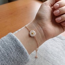 Pigado 925 Ayar Gümüş Roze Kaplamalı Papatya Bileklik