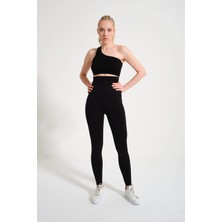 Formactive Kadın Yüksek Bel Dikişsiz Tayt - Slim Fit Spor Alt Giyim & Siyah 1450