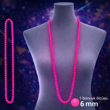 Hobibahçem Neon Pembe Boncuk Kolye 80 cm – Retro 80’ler 90’lar Parti Aksesuarı