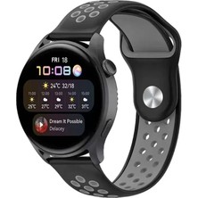 Hobibahçem Watch 20MM Spor Delikli Kordon - Siyah-Gri