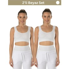 Formactive 1185 Kadın 2'li Sütyen Büstiyer Seti Kalın Askılı Pedli - Günlük & Rahat İç Giyim Beyaz S/M