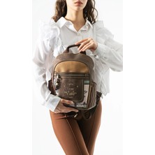 Ventis Quality Ventis Amazing Vintage Kadın Sırt El Çantası çok Bölmeli Desenli Tasarım Kapitone Kahverengi Model: 571-21F