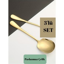 Empressco Paslanmaz Çelik Servis Kaşık Seti, 3'lü, 21 Cm, Şık ve Dayanıklı Tasarım