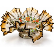 Es Dekor Vintage Lokumluk Şekerlik Sunum Tabak Marul Cam Tealight Mumluk 1 Adet