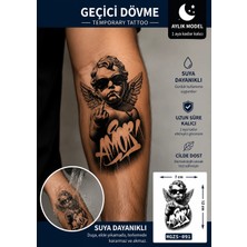 1 Ay Kalıcı 24 Saat Sonra Kararan Gangstar Amor Yazılı  Mınımal Model Geçici Dövme Tattoo